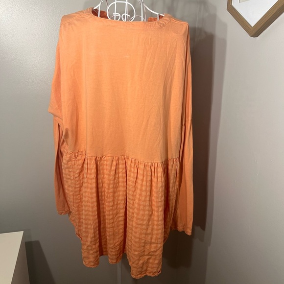 Anthropologie Pilcro Peplum Top Orange Long Sleeve Notch Neck Size S - Picture 5 of 5